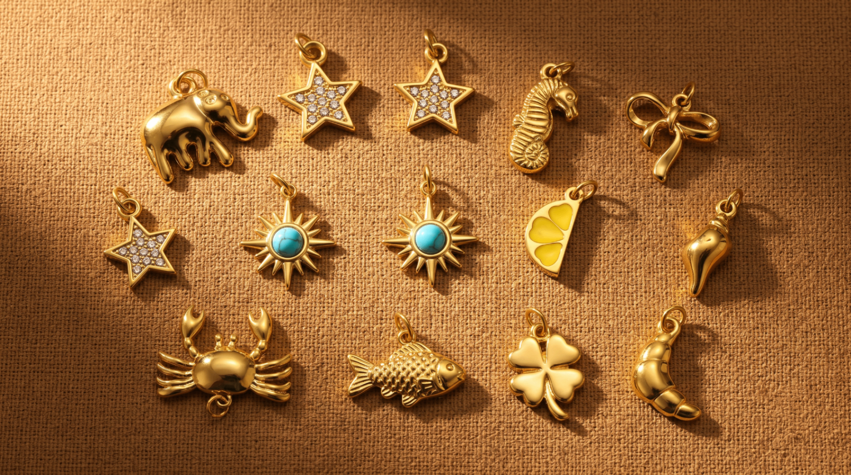 Gold pendant charms collection
